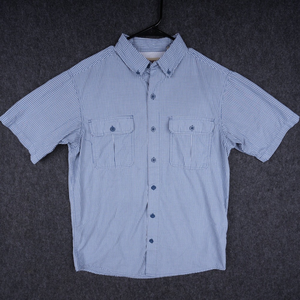 RedHead Gingham Button Down Shirt Mens Medium Blue White Excellent Vented Back